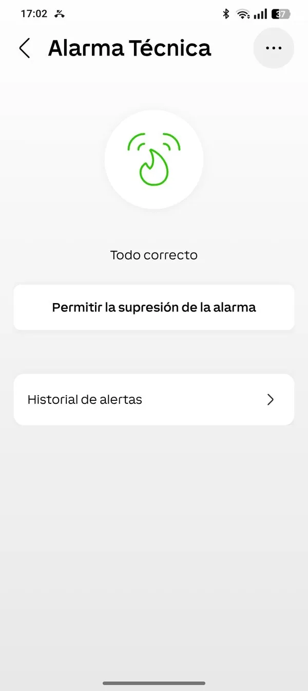 Estado de la alarma técnica, todo correcto